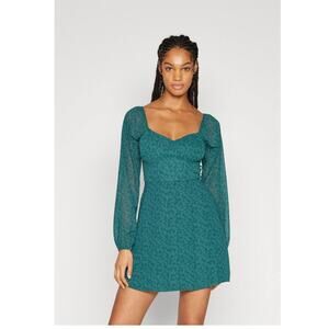 Hollister Green Sweetheart Long Sleeve Fitted Mini Dress Sz Medium